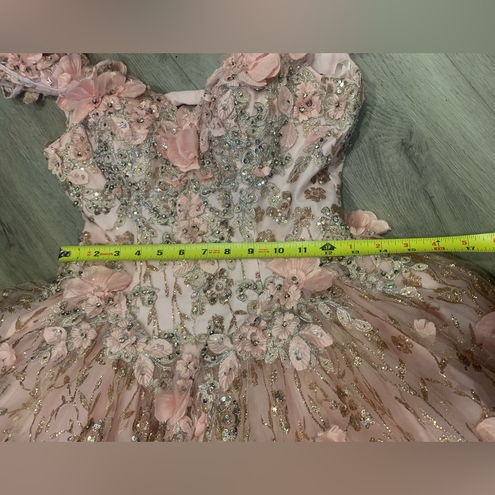 Dancing Queen U S A Gown Sweet 16/Quince Sweetheart Neckline Embroidered Sz  S - Picture 9 of 11
